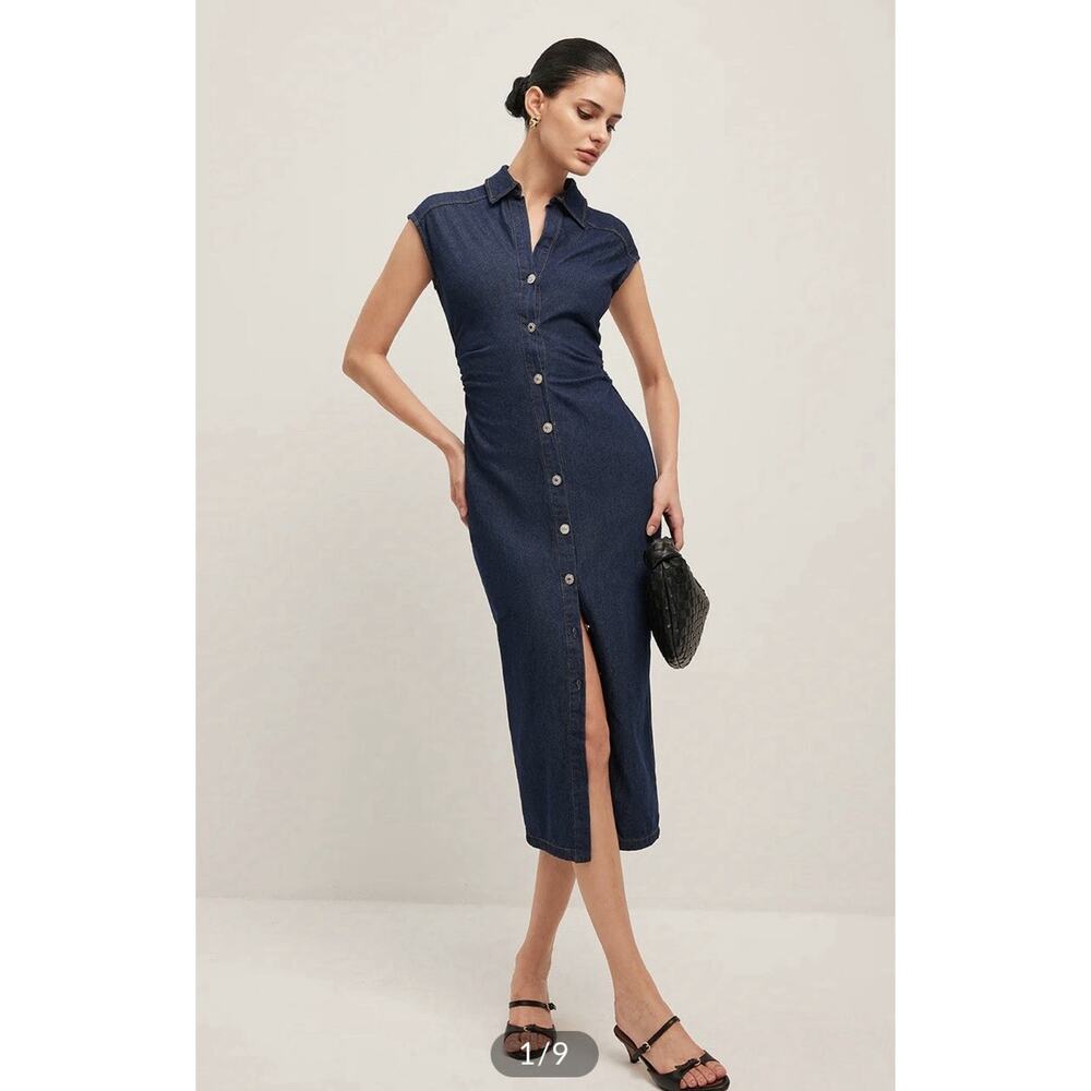 Commense Midi Button Up Jean Dress Size Large
